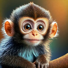 Petit singe mignon avec de grands yeux