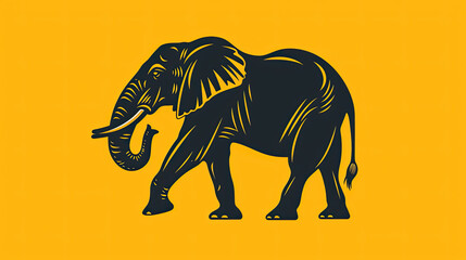 elephant logo on bright yellow background, cards, t shirts, posters, banners, holi, other events 
