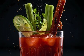 Bloody Mary:
A savory cocktail made with vodka, tomato juice, and various spices and flavorings, typically garnished with celery.