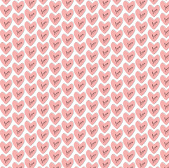 Beautiful seamless vintage floral pattern with hand drawn heart shapes. Vector texture. Trend print for textiles and wallpaper on isolated background.