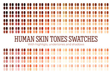 Human skin tones swatches color palette