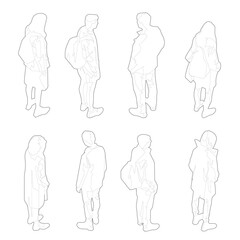 Isometric people, axonometric people, cad, architecture