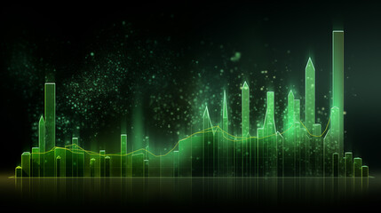 financial stock charts, in the style of light green with Copy Space