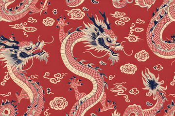 seamless pattern with dragon