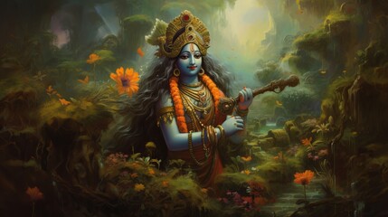 Obraz na płótnie Canvas Lord Krishna: Divine Love and Wisdom in Religious Imagery