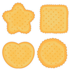 Cookies of different shapes on an isolated white background