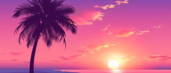 Fototapeta na wymiar Palm Tree on Beach by the Ocean