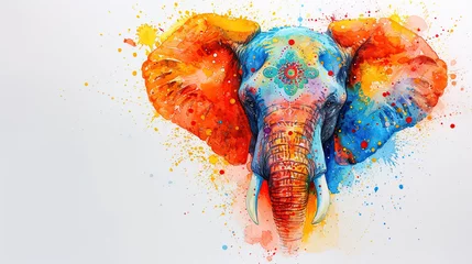 Foto op Aluminium Decorative elephant painted with multicolors splashes, Indian theme with watercolors. can be used for cards or banners, or events like holi © Mahnoor