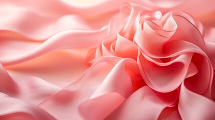 Fototapeta premium Minimalist composition adorned with a graceful pink ribbon, resembling a delicate symphony of beauty and grace