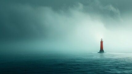 Fototapeta premium Simple yet powerful image featuring a lone lighthouse overlooking the vast ocean
