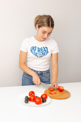 Woman preparing salad
