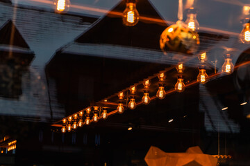 view of the restaurant behind the glass