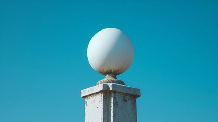 a white ball sitting on top of a metal pole