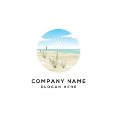 Beach and sand logo template vector icon illustration design isolated on white background