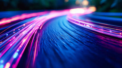 High-speed movement through a neon-lit tunnel, capturing the essence of motion and technology with...
