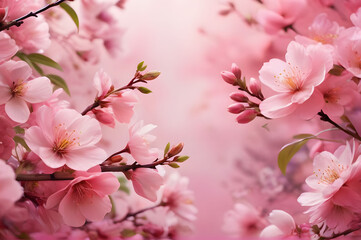 Spring apple blossoms on a pink background. A gentle spring background.  Ideal for tranquil and floral themes