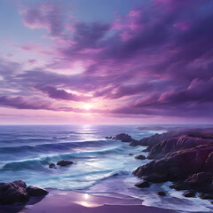 Purple sky and seascape