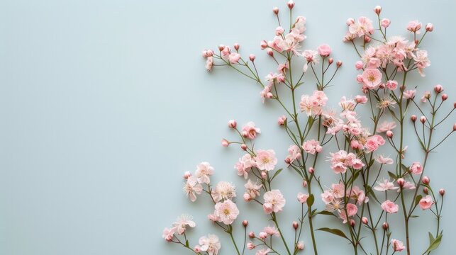 Minimalistic photo featuring delicate flowers and soft colors to celebrate International Women's Day