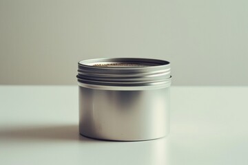 tin canister with chemicals on a white background