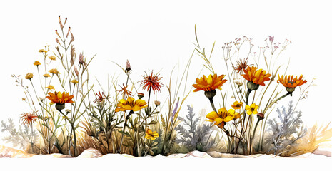 Watercolor floral bouquet illustration set