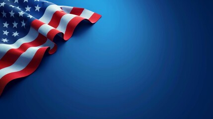 Minimalist holiday image featuring the stars and stripes waving proudly in celebration