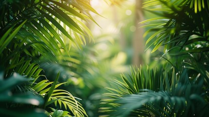 Fototapeta premium Serene setting with tropical leaves, creating an oasis of calmness and natural beauty in the frame