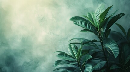 Clean composition featuring abstract tropical foliage against a muted background