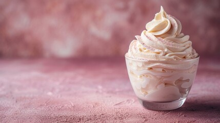 Simple yet enchanting photo showcasing the fantasy-like appeal of a whipped cream-topped dessert