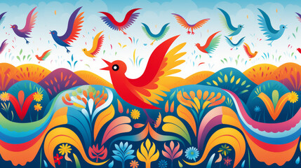 background with colorful birds
