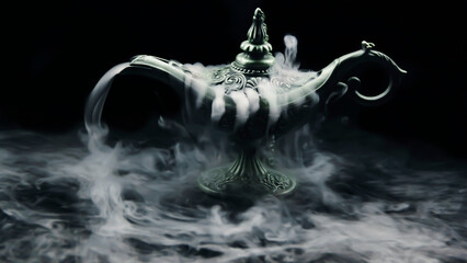 Jug with steam smoke using dry ice and water