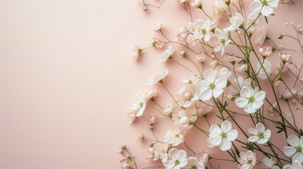 Fototapeta na wymiar Minimalistic photo featuring delicate flowers and soft colors to celebrate International Women's Day