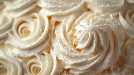 Minimalist image capturing the delicate swirls of whipped cream atop a delectable pastry