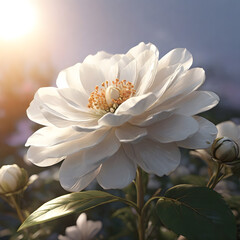 White flower at sunset