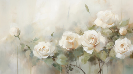 Abstract white roses art background