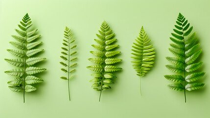 Lush Green Fern Leaves, Detailed Texture, Natural Background in Forest Setting