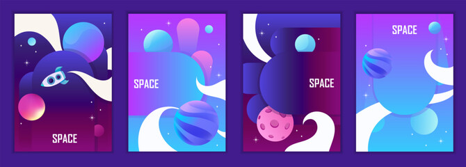 Set of banner templates. Universe. Space trip. Design. Abstract vector illustration - 732050794