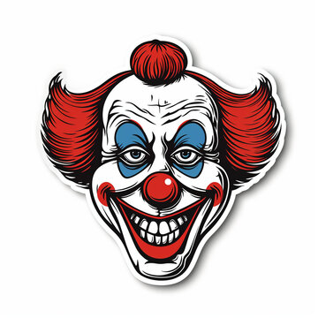 Clown, bright sticker on a white background
