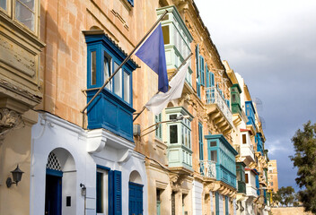 Typical house in downtown in Valletta, Malta	
