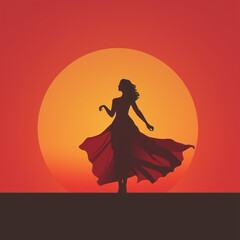silhouette of a woman, dancing