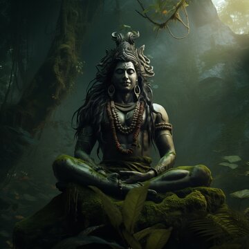Lord Shiva: Divine Power and Tranquility in Religious Imagery © luckynicky25