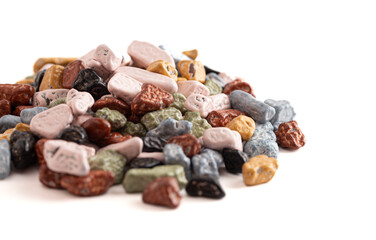 Chocolate Candy Rocks Isolated on a White Background