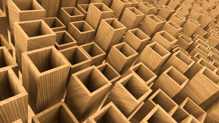 Wood Geometric Abstract 3D Design Element
