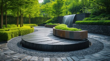 Obraz premium Clean and modern photograph highlighting the sculptural elements and artistic features of a garden design