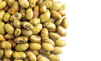 Organic Dry Roasted Edamame Soybeans Isolated on a White Background