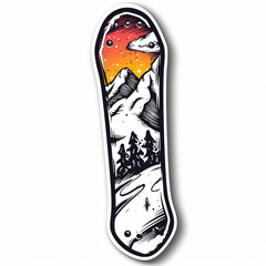 Snowboard, bright sticker on a white background