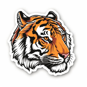 Tiger, bright sticker on a white background