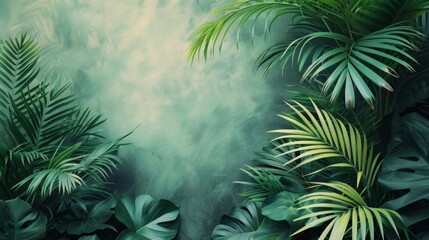 Fototapeta na wymiar Engaging image of abstract tropical foliage arranged harmoniously on a minimalist backdrop