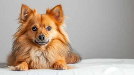 Minimalist portrayal of a cute fluffy dog, emphasizing its soft fur and gentle demeanor.