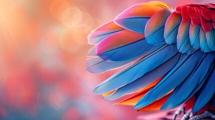Clean composition featuring vibrant feathers against an abstract background