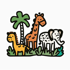Zoo, Bright sticker on a white background